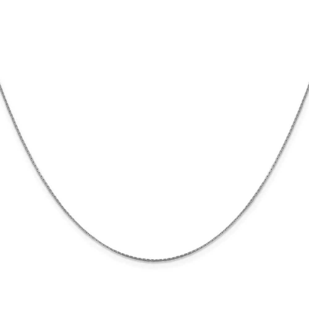 0.6mm 14K White Gold Solid Boston Link Chain Necklace