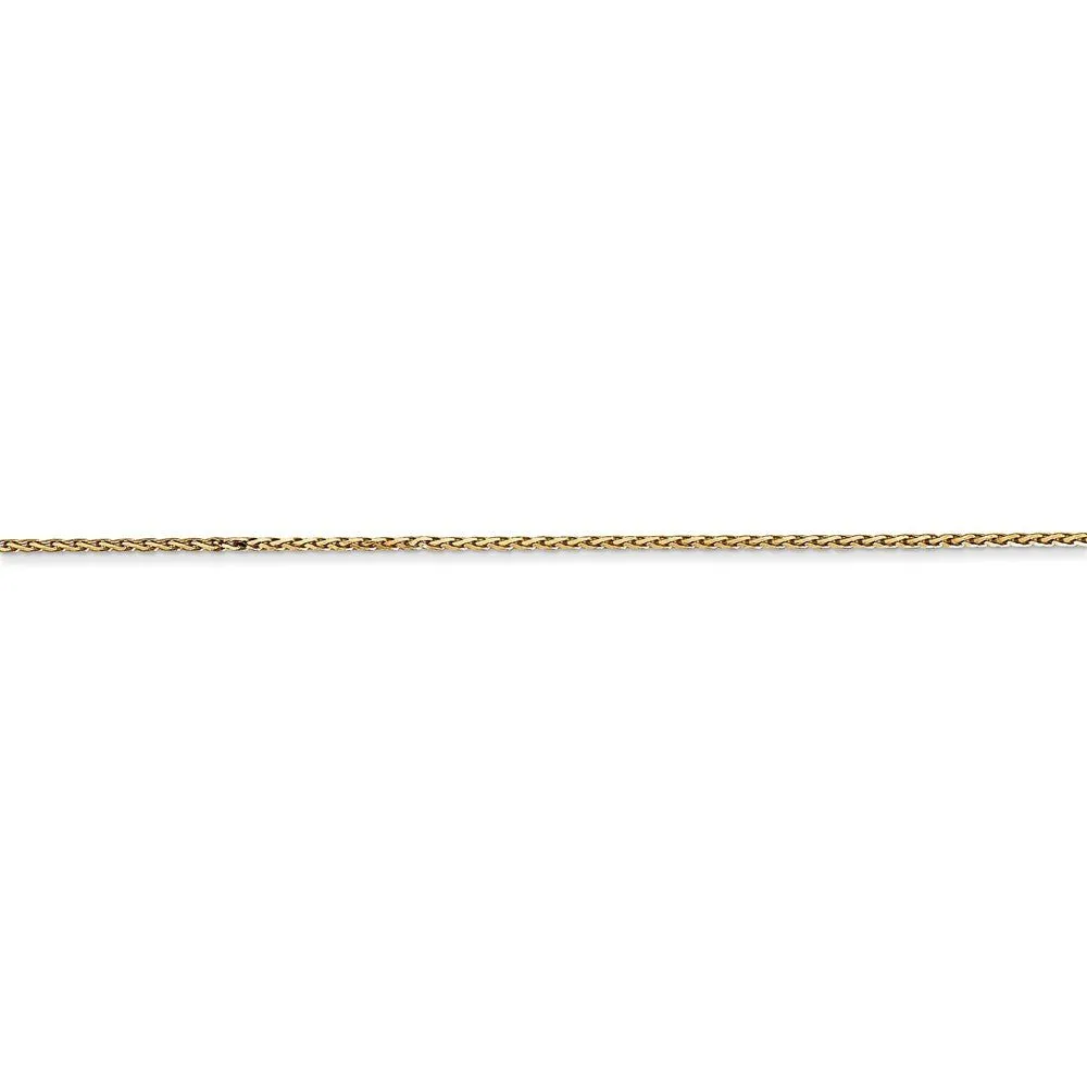 0.8mm, 14 Karat Yellow Gold, Diamond-Cut, Round Wheat Chain - 7 inch