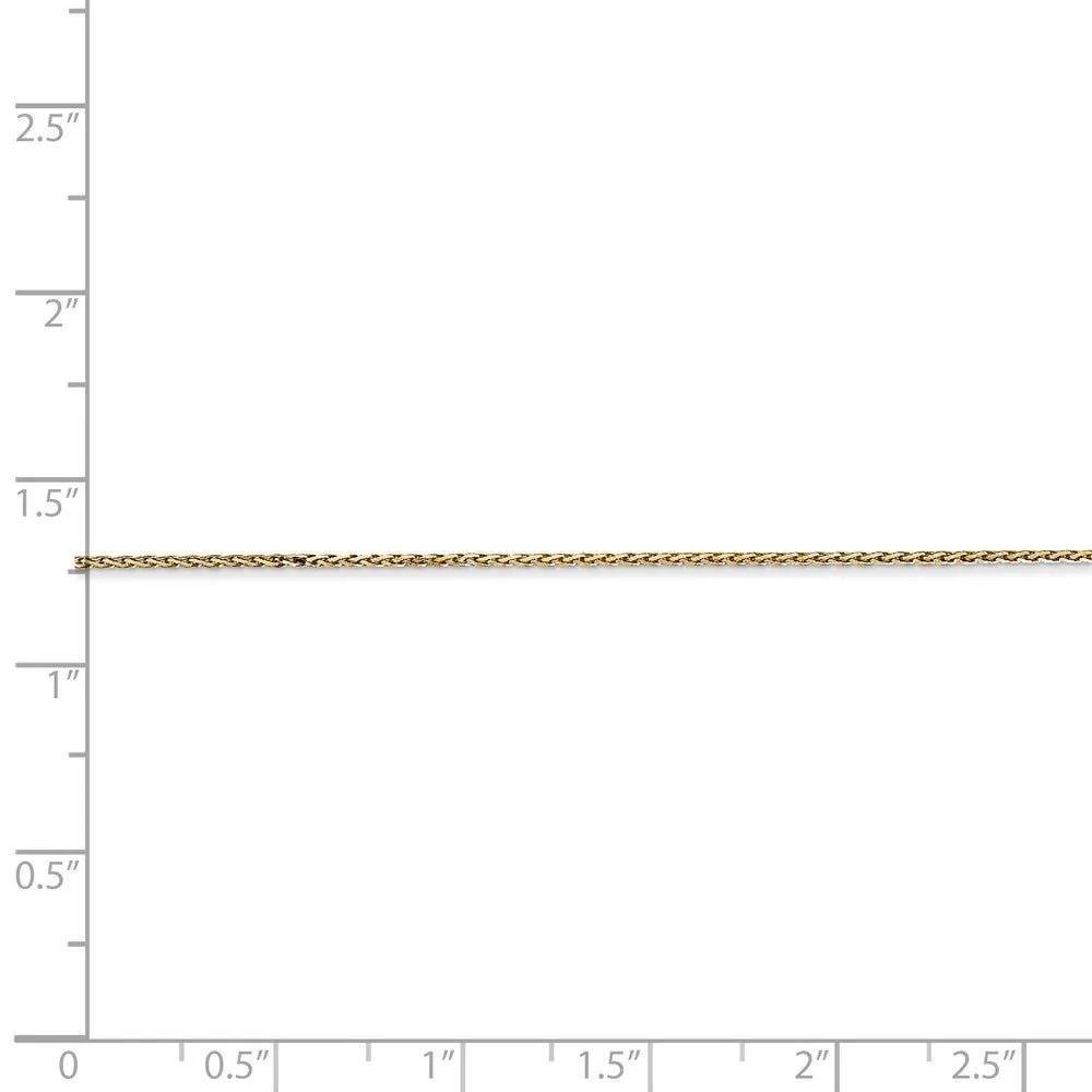 0.8mm, 14 Karat Yellow Gold, Diamond-Cut, Round Wheat Chain - 7 inch