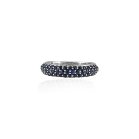 18K Gold Blue Sapphire Dome Style Band