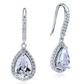 2 Carat Created Pear Cut Zirconia Dangle Drop Sterling 925 Silver Earrings MXFE8066