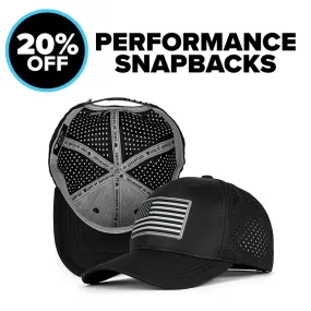 20% OFF PERFORMANCE SNAPBACKS