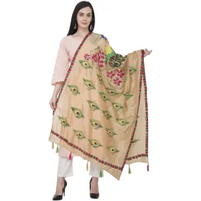 A R Silk Silk Peacock Multi Fancy Dupatta Color Golden Dupatta or Chunni