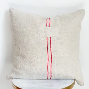 Antique Grain Sack Pillow Cover Red Stripes