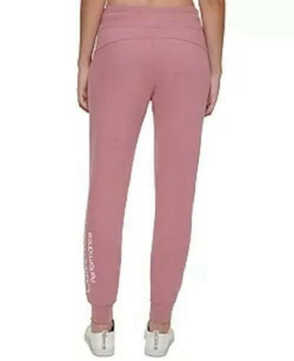 Calvin Klein Performance Women's Rib-Trim Jogger Pants, Mauve, XL