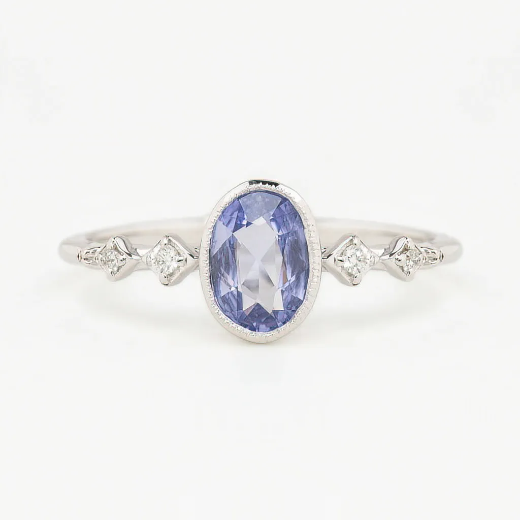 Celeste Ring 0.76ct Light Blue Madagascar Sapphire, 14K White Gold (One of a kind)