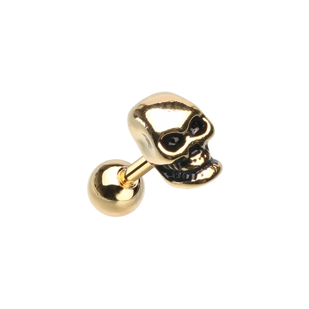 Classic Golden Skull Earring. Tragus and Cartilage Jewellery.