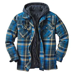 Classic Plaid Winter Lapel Ticken Hooded Warm Men Coat