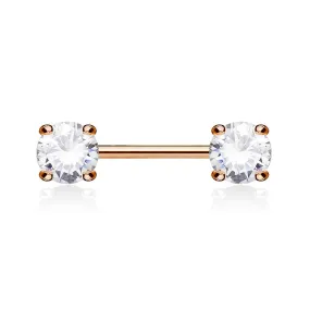 Classic Prong Celeste Nipple Rings with Rose Gold Plating