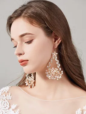 Exquisite Design Imitation Pearl Rhinestone Handmade Earrings