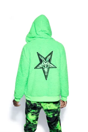 Green Baphomet - Unisex Sherpa Zip Up Hoodie