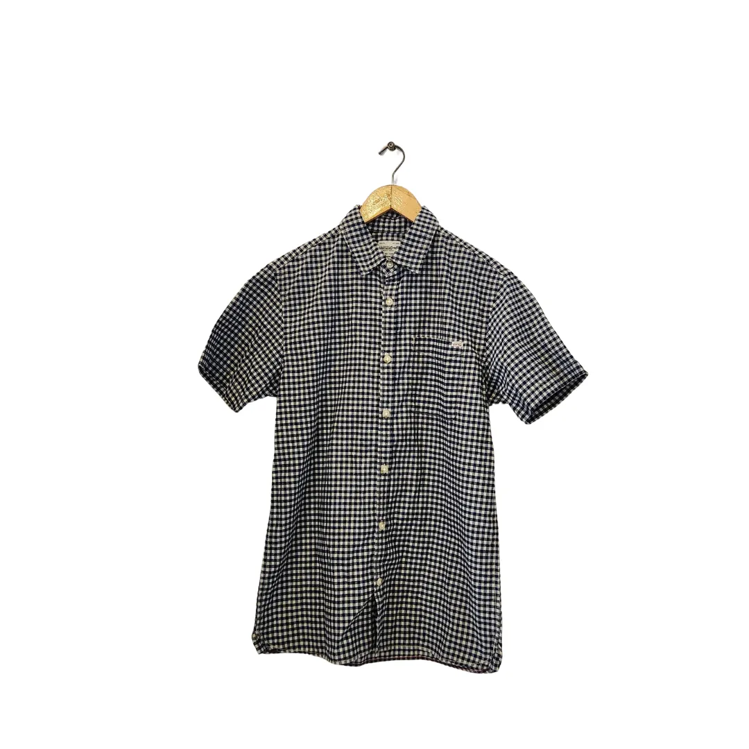 Jack & Jones Blue and White Checked Short Sleeve Men's Shirt | Brand New |