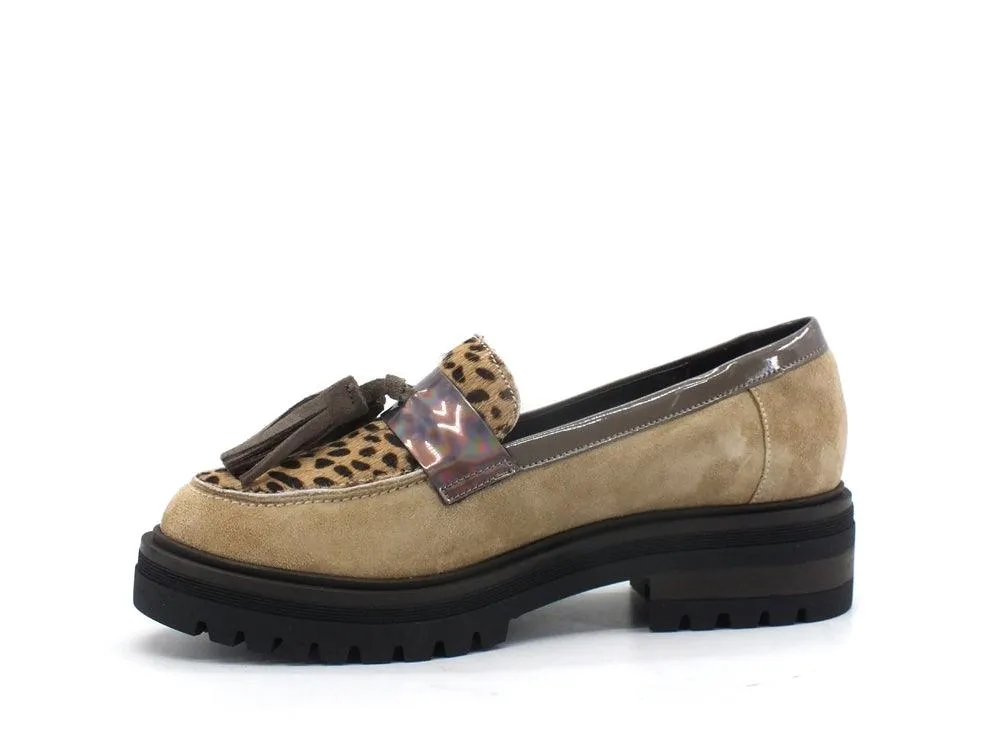 LAKE Mocassino Leopard Beige E17-MOC