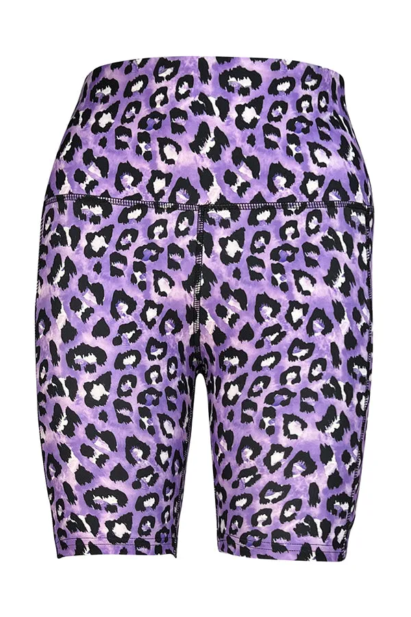 Lilac Leopard Shorts   Pockets