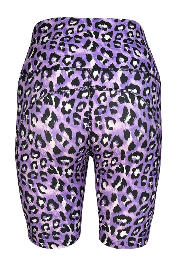 Lilac Leopard Shorts   Pockets