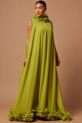 Linnett Chiffon Gown - Chartreuse