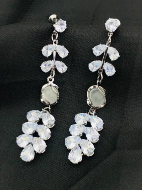 Lovely White Stoned Silver Plated Trendy Earrings