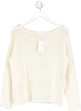 MANGO Cream Boat Neck Knitted Sweater BNWT UK L