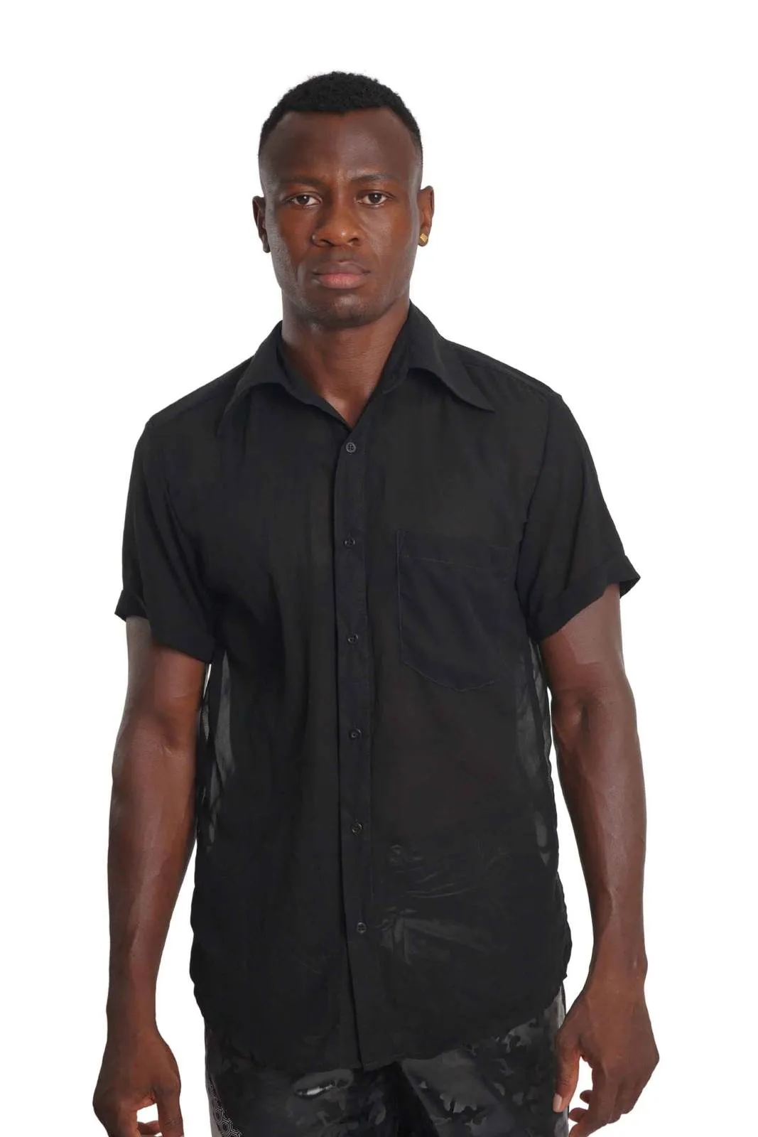 Mens Chiffon Shirt - Black