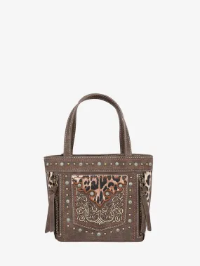 Montana West Embroidered Floral Leopard Crossbody Mini Tote