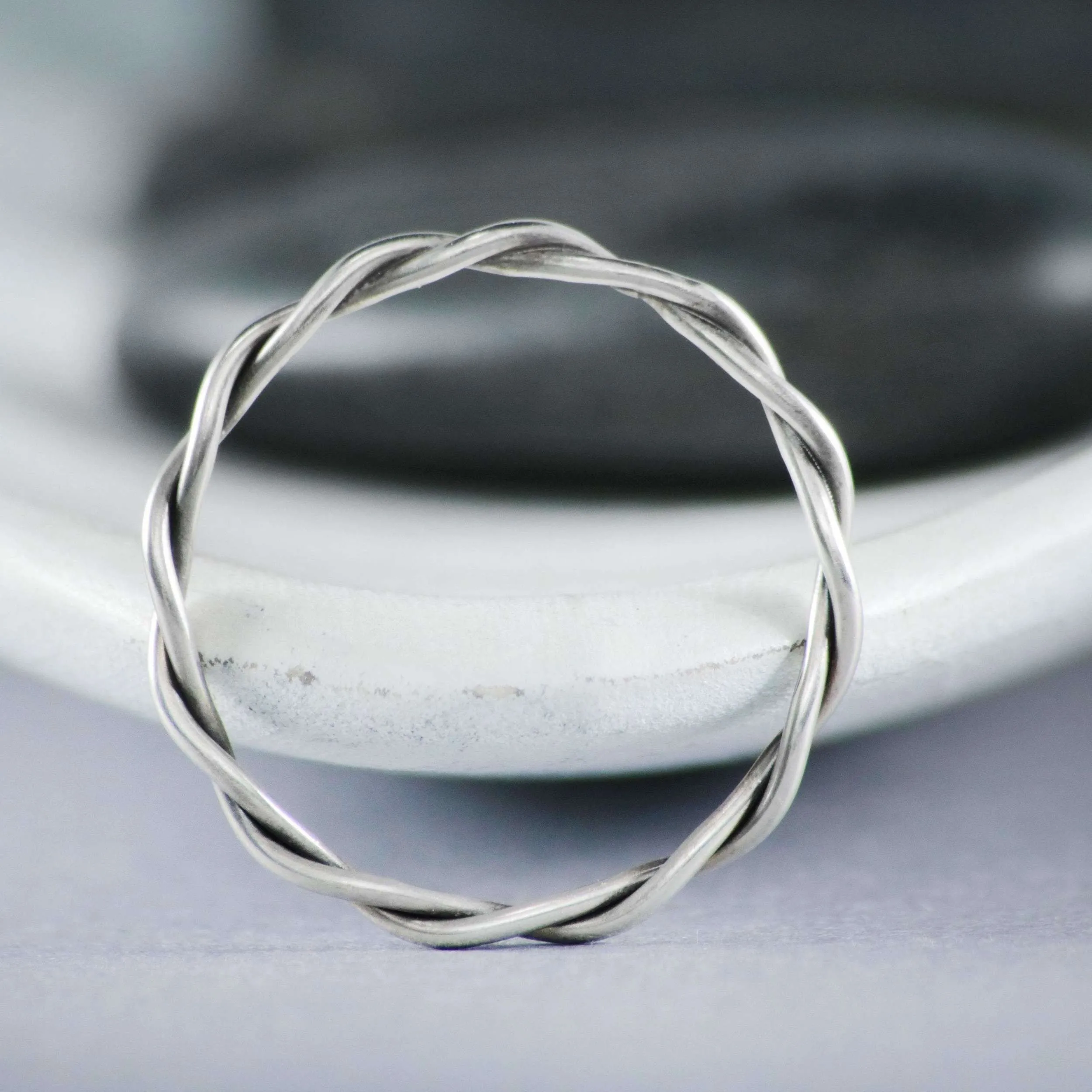 Narrow White Gold Twisted Women's Wedding Band | Moonkist Designs