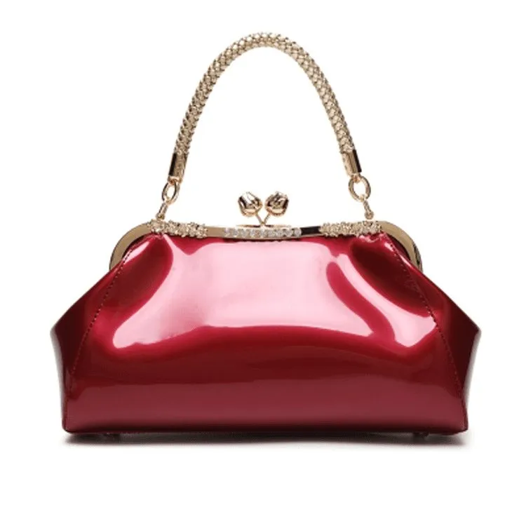 Patent Leather Women Chic Design Solid Color Large Capacity Shoulder Handle Bag