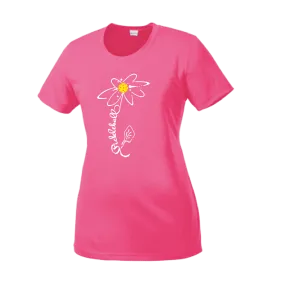 Pickleball Flower (Yellow, Cyan or Green) | Women’s Short Sleeve Crewneck Athletic Shirts | 100% Polyester