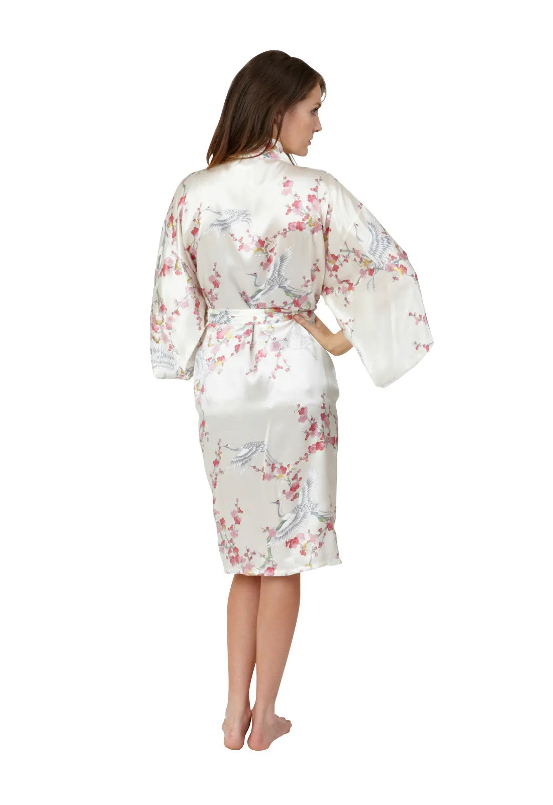 Plum & Crane Silk Short Kimono