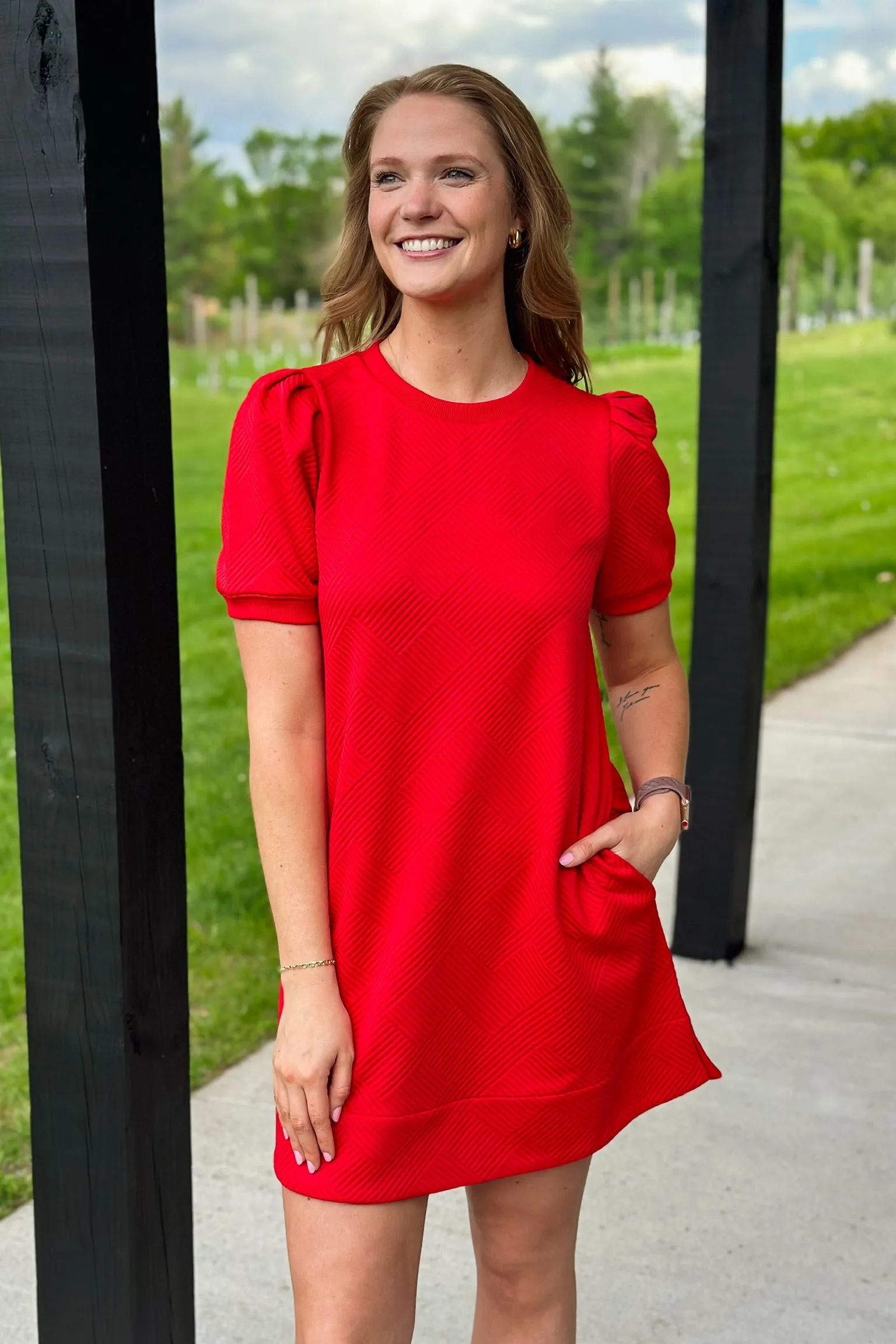 Red Textured Dress