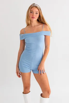 Ribbed Fold Shoulder Romper