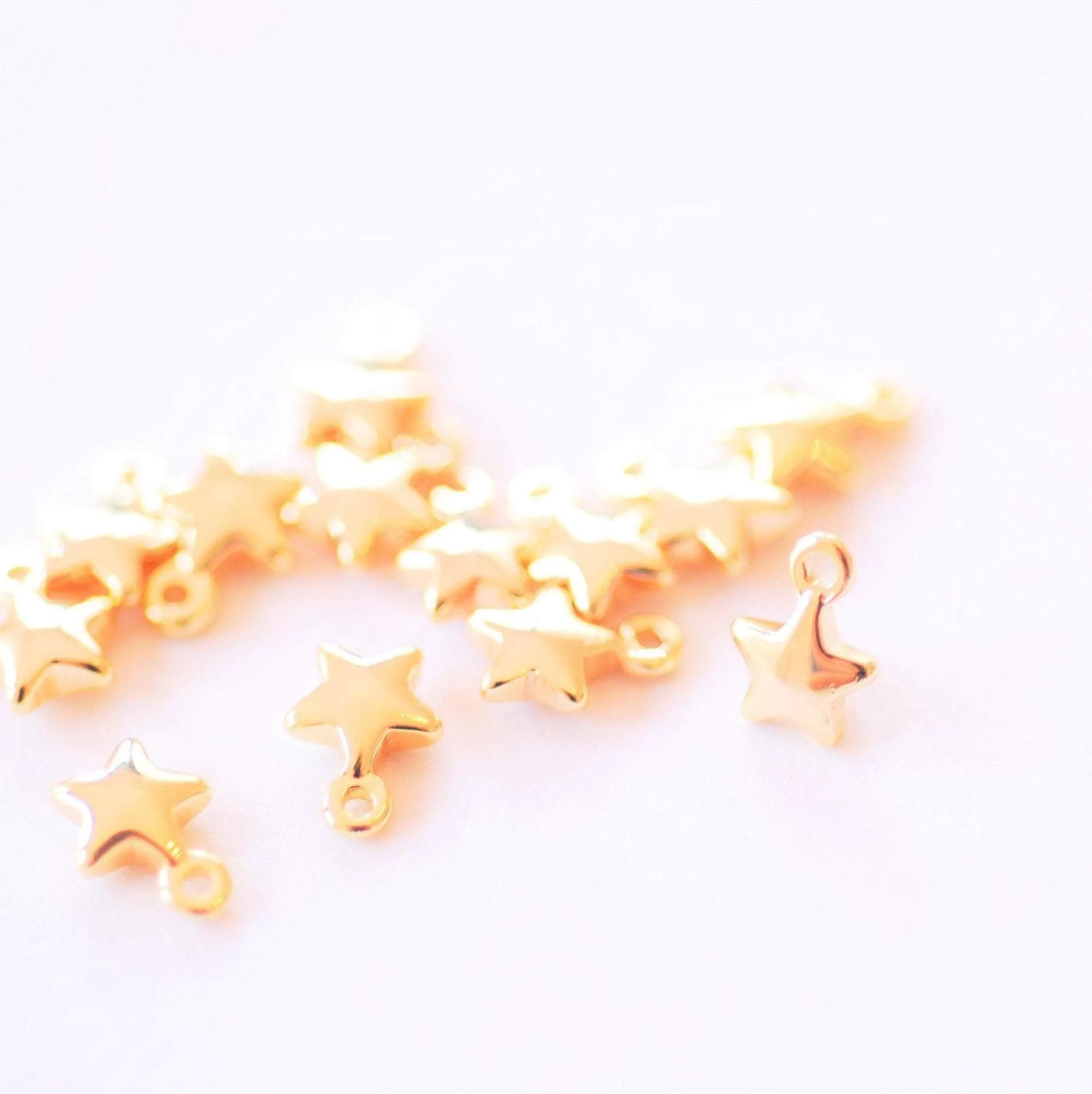 Small Puffy Wholesale Star Charm | 16K Gold Plated over Brass | North Star Celestial Dainty Starburst Pendant DIY HarperCrown B311