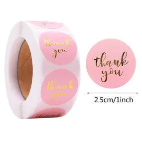 Thank You Stickers 500pcs/Roll Pink