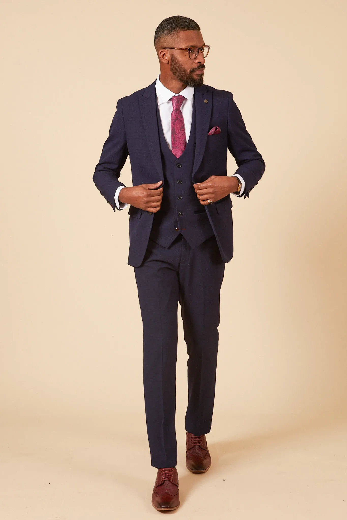 The WHU Collection Official Club Suit - BROMLEY Navy Check Three Piece Suit