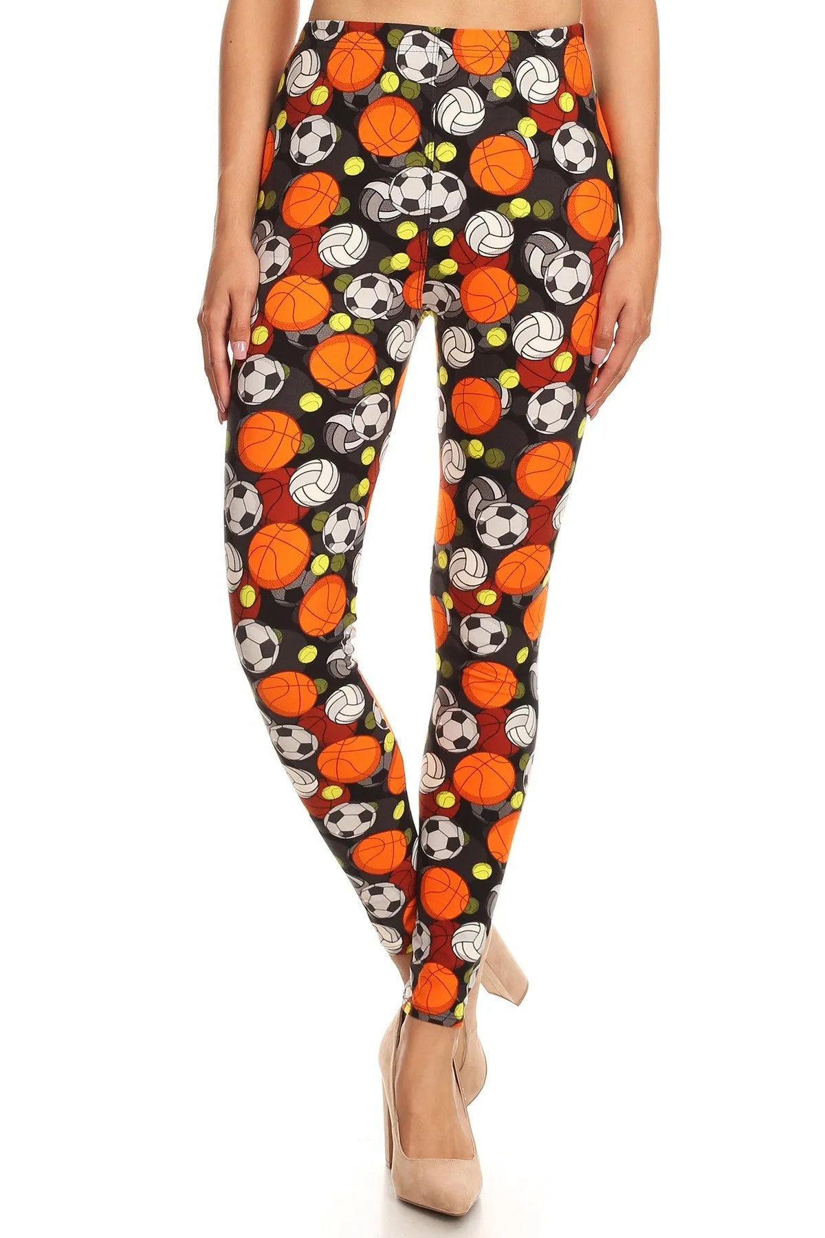 Women's 3 X 5X Sports Theme Pattern Printed Leggings