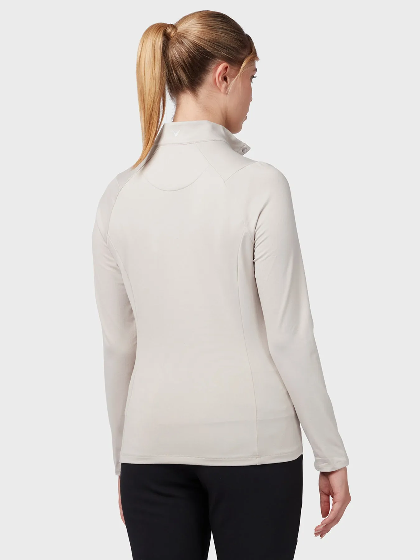 Women's Thermal Longsleeve Fleece Back Jersey Polo In Chateau Grey